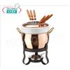 Set Fonduta in RAME Stagnato internamente, 11 pezzi, diametro 160 mm, altezza 260 mm.