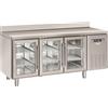 CoolHead Tavolo Refrigerato in acciaio inox con alzatina Modello SRG3200 Refrigerazione ventilata 3 Porte autochiudenti in vetro