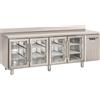 CoolHead Tavolo Refrigerato in acciaio inox con alzatina Modello SRG4200 Refrigerazione ventilata 4 Porte autochiudenti in vetro