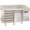 CoolHead Tavolo refrigerato/Banco Pizza ventilato idoneo per vassoi 600x400 Modello QZ16 - 1 porta autochiudente e 5 cassetti