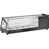 Amitek Vetrina refrigerata per esposizione di tapas Modello AK513VTB Capacità 5xGN1/3 h 4,0 cm Temp.°C. 0 / 12 Dim. cm L.131 P.39.5 H.37.5