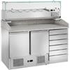 Amitek Saladette refrigerata per pizzeria con vetrinetta Modello AK903PD+AK14433 6xGN 1/4