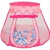 Selonis Tenda 105X90cm/100 Palline Castello Con Palline Colorate Per Bambini, Rosa:Azzurro/Rosa Chiaro/Perla