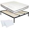 Comprarredo Rete e Materasso in memory foam Finlandia da 22 cm, cuscini in regalo, rete ortopedica in acciaio a doghe flessibili in puro legno di faggio
