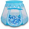 Selonis Tenda 105X90cm/100 Palline Castello Con Palline Colorate Per Bambini, Blu:Azzurro/Blu/Perla