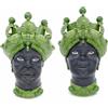 CERAMICHE CALTAGIRONE Teste di Moro in Ceramica Caltagirone Verus Donna-Uomo Verde H 45
