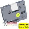 CASSETTA NASTRO LAMINATO COMPATIBILE BROTHER TZE-641 18mm x 8m NERO SU GIALLO PER ETICHETTATRICE P-TOUCH
