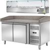 Amitek Banco Pizza Ventilato 2 Ante con Vetrina Porta Ingredienti - Capacità Lt 390 - Temp -2° +8°C