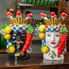 CERAMICHE CALTAGIRONE Teste di moro siciliane Ceramica Caltagirone Donna-Uomo Frutta cm 42