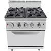 Ristoattrezzature Cucina a gas 4 fuochi professionale su mobile con forno a gas 34.5 kW 800x900x1140h mm