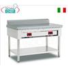 Cuocipiadina elettrico su gambe con ripiano inferiore, piastra al cromo satinato da 900x600 per 6 piadine, V 400+N, kw 7,5, dim.mm 950x730x960h