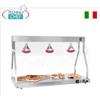 PIANO CALDO in ACCIAIO INOX con 3 LAMPADE ad INFRAROSSI e DEFLETTORI LATERALI in plexiglass, versione per 3 TEGLIE GASTRO-NORM 1 1 (mm 530x325), V 230 1, Kw.1,75, dim.mm.1030x530x700h