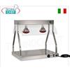 PIANO CALDO in ACCIAIO INOX con 2 LAMPADE ad INFRAROSSI e DEFLETTORI LATERALI in plexiglass, versione per 2 TEGLIE GASTRO-NORM 1 1 (mm 530x325), V 230 1, Kw.1,15, dim.mm.700x530x700h