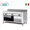 Cuocipiadina a gas con vano a giorno, piastra al cromo satinato da 1500x600 per 10 piadine, potenza termica kw 16,5, dim.mm 1510x730x960h