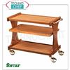 Carrello di servizio in legno multistrato tinto NOCE, marca FORCAR, 3 piani in laminato, spalliere portanti monocorpo, 4 ruote multidirezionali, dim.mm.1060x550x850h