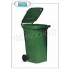 Pattumiera in polietilene con coperchio ad azionamento manuale, colore VERDE con 2 ruote, capacit lt.120, dim.mm.550x480x930h