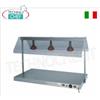 PIANO CALDO in ACCIAIO INOX con 3 LAMPADE ad INFRAROSSI da W.250 cadauna e DEFLETTORI LATERALI in policarbonato, versione per 3 TEGLIE GN 1 1 (mm 325X530), temperatura regolabile da +30Â° a +90Â°C, V.230 1, Kw.1,35, dim.mm.1270x680x800h