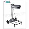Carrello portasacco in metallo verniciato GRIGIO su ruote, coperchio con apertura a pedale, per sacchi da litri 110, dim.mm.555x600x990h