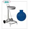 Carrello portasacco in metallo verniciato bianco su ruote, coperchio colore BLU con apertura a pedale, per sacchi da litri 110, dim.mm.555x600x990h