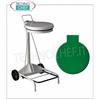 Carrello portasacco in metallo verniciato bianco su ruote, coperchio colore VERDE con apertura a pedale, per sacchi da litri 110, dim.mm.555x600x990h