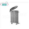 Pattumiera in acciaio inox AISI 304 su ruote, coperchio con apertura a pedale, capacitÃ 100 litri, peso Kg.13, diam.mm 475x720h
