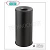 Gettacarte e posacenere autoestinguenti in metallo verniciato nero, foro diam.mm.140, capacit litri 90, diam.mm.380x750h