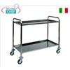 Carrello di servizio in acciaio INOX con 2 PIANI piegati da cm 100x50, portata max 80 Kg, dim.mm.1030x570x970h