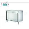 Tavolo armadiato inox con porte scorrevoli, professionale, dimensioni mm. 2000x700x850h