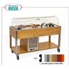 Carrello espositore refrigerato in legno laccato opaco nei colori RAL, con cupola in plexiglass, capacit 2 bacinelle Gastro-Norm 1 1 (escluse), temp.+4 +10C, refrigerazione statica, V.230 1, Kw.0,32, dim.mm.800x680x1200h