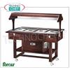 Carrello espositore refrigerato in legno color WENGE', marca FORCAR, completo di cupola in plexiglass, 2 mensole d'appoggio pieghevoli,capacitÃ 4 bacinelle GN 1 1 (escluse), refrigerazione statica, temp.+2Â° +10Â°C, V.230 1, Kw.0,25, dim.cm.148x112x141