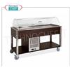 Carrello espositore refrigerato in legno color WENGE', con cupola in plexiglass, capacit 4 bacinelle Gastro-Norm 1 1 (escluse), temp.+4 +10C, refrigerazione statica, V.230 1, Kw.0,47, dim.mm.1610x680x1200h