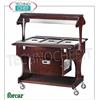 Carrello espositore refrigerato in legno color WENGE', marca FORCAR, completo di cupola in plexiglass, 2 mensole d'appoggio pieghevoli, capacitÃ 3 bacinelle GN 1 1 (escluse), temp.+2Â° +10Â°C, refrigerazione statica, V.230 1, Kw.0,25,