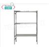 Scaffalatura inox 304 Lucido con 3 ripiani asolati dim.cm 180x30, Portata globale 3x80 Kg, montaggio a gancio, dim.tot. cm 185x30x150h