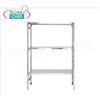 Scaffalatura inox 304 lucido con 3 ripiani lisci dim.cm 180x30, Portata globale 3x80 Kg, montaggio a gancio, dim.tot.cm 185x30x150h