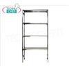 Scaffalatura inox 304 Lucido con 4 ripiani lisci dim.cm 200x50, Portata globale 4x100 Kg, montaggio a gancio, modulo di cm 205x50x200h