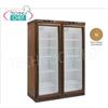 Cantinetta refrigerata per vini in legno colore NOCE CHIARO, 2 porte a vetro, capacitÃ lt.310+310, temperatura +2Â° +8Â°C ~ -18Â°-22Â°C, refrigerazione statica, illuminazione a LED, V.230 1, Kw.0,185+0,185, Peso 260 Kg, dim.mm.1280x610x1860h.