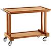 Forcar Carrello di Servizio in Legno Massello - 2 Ripiani - Dimensione 81x55x82 cm - Ruote Cromate ø100 mm