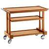 Forcar Carrello di Servizio in Legno Massello - 3 Ripiani - Dimensione 81x55x82 cm - Ruote Cromate ø100 mm