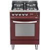 Lofra PR66GVT/C Cucina Gas 4 Fornelli con Forno Elettrico,Natural da 60 cm Borgogna