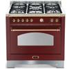 Lofra RRG96MFT/CI Cucina Gas 5 Fornelli con Forno Elettrico da 90 cm Bordeaux, Acciaio inossidabile