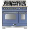 Lofra Dolcevita RLVD96MFTE/CI Cucina Gas 5 Fornelli con 2 Forni Elettrici da 90 cm Blu, Acciaio inossidabile