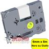 CASSETTA NASTRO LAMINATO COMPATIBILE BROTHER TZE-611 6mm x 8m NERO SU GIALLO PER ETICHETTATRICE P-TOUCH