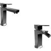 Bongio - Set Line miscelatore lavabo con scarico + miscelatore bidet con scarico