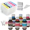 NO-NAME KIT 6 CARTUCCE AUTORESETTANTI RICARICABILI PER EPSON T0801 T0802 T0803 T0804 T0805 T0806 (T0807) + FLACONI INCHIOSTRO DA 100ML + 6 SIRINGHE - NO-NAME