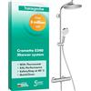 hansgrohe Crometta S - Colonna doccia con miscelatore termostatico, Sistema doccia (⌀ 240 mm) con rubinetto, doccetta (2 getti), tubo, asta e soffione doccia tondo (1 getto), cromo, 27267000