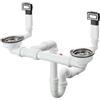 hansgrohe D15-10 Set scarico manuale e troppopieno per lavello a vasca doppia, acciaio, 43922800
