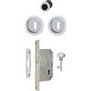 Hoppe 3947902 porta scorrevole Conchiglia Set 4920 - con castello, Rosetta tonda BB, chromsat