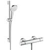 hansgrohe Croma Select E Sistema doccia esterno Vario con termostatico Ecostat Comfort e asta doccia 65 cm, bianco/cromo, 27081400