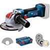 Bosch Professional Sistema 18V Smerigliatrice Angolare GWX 18V-8, Disco Ø 125 Mm, Con Supporto X-Lock, Incl. Set Di 5 Pezzi Da Taglio E Da Sbavo, In L-BOXX 136, Amazon Exclusive Set