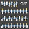 Hazet 163-407/35 Serie di Inserti Chiave a Bussola per Giraviti, Oro, Attacco Quadro, Cavo, 12.5 mm 1/2 di Pollice